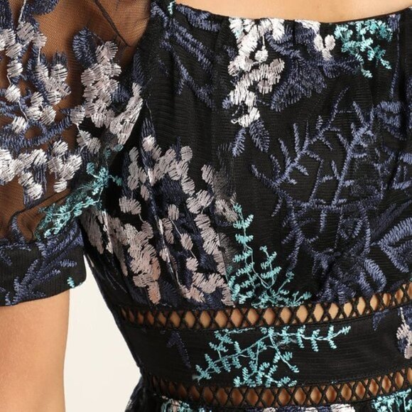 Lulus Radiant Love Black Multi Embroidered Short Sleeve Skater Dress - Picture 5 of 11